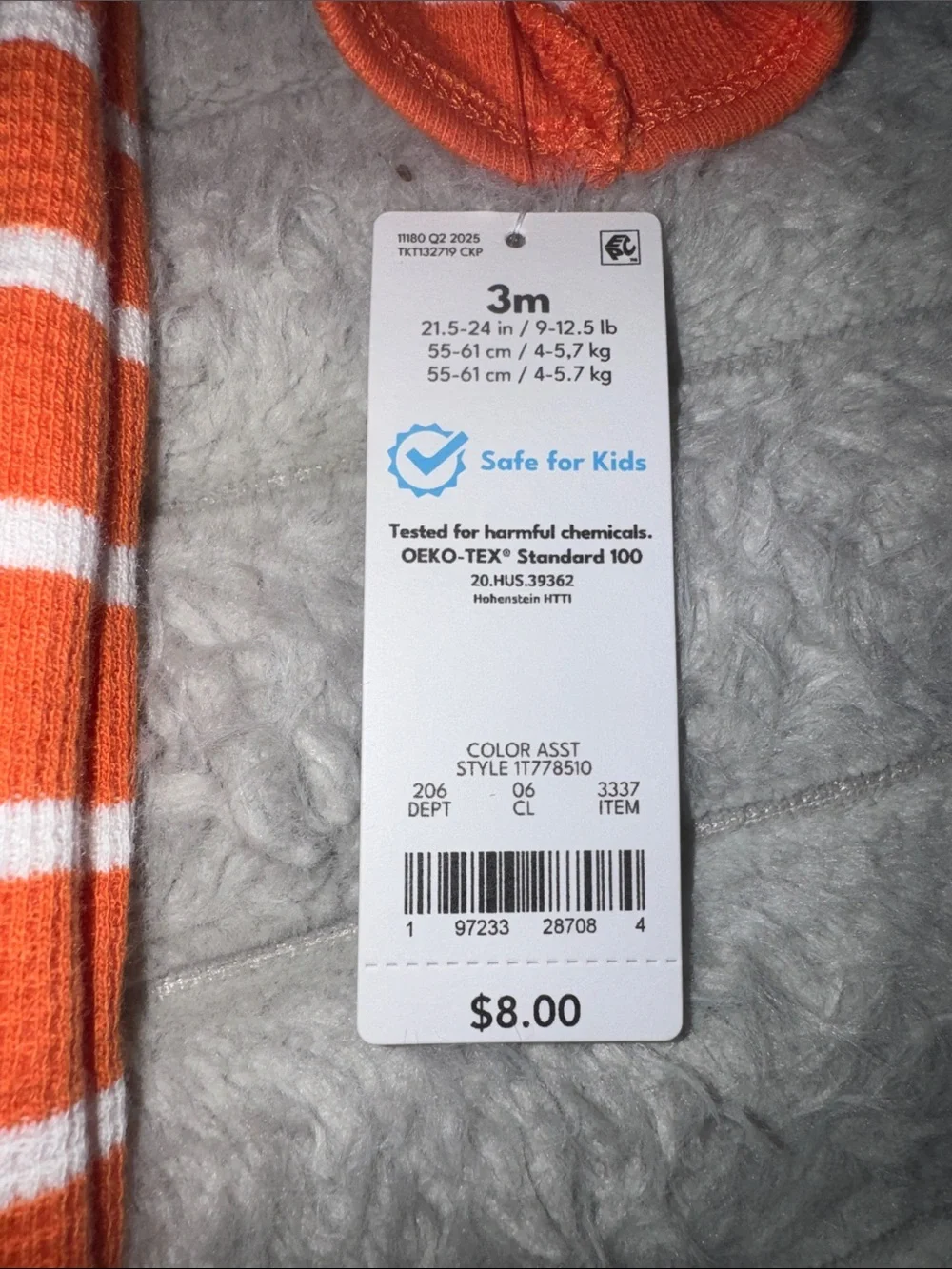 Carter's Orange & White Striped Pumpkin Footed Pajamas